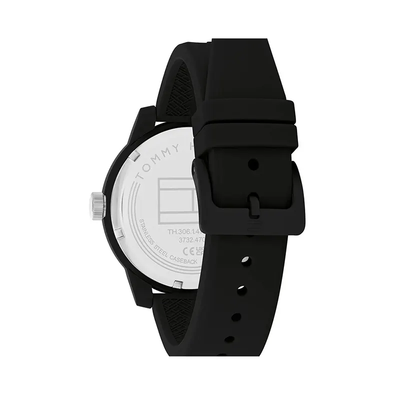 Tommy Hilfiger Denim Black Dial SIlicone Men’s Watch | 1791326