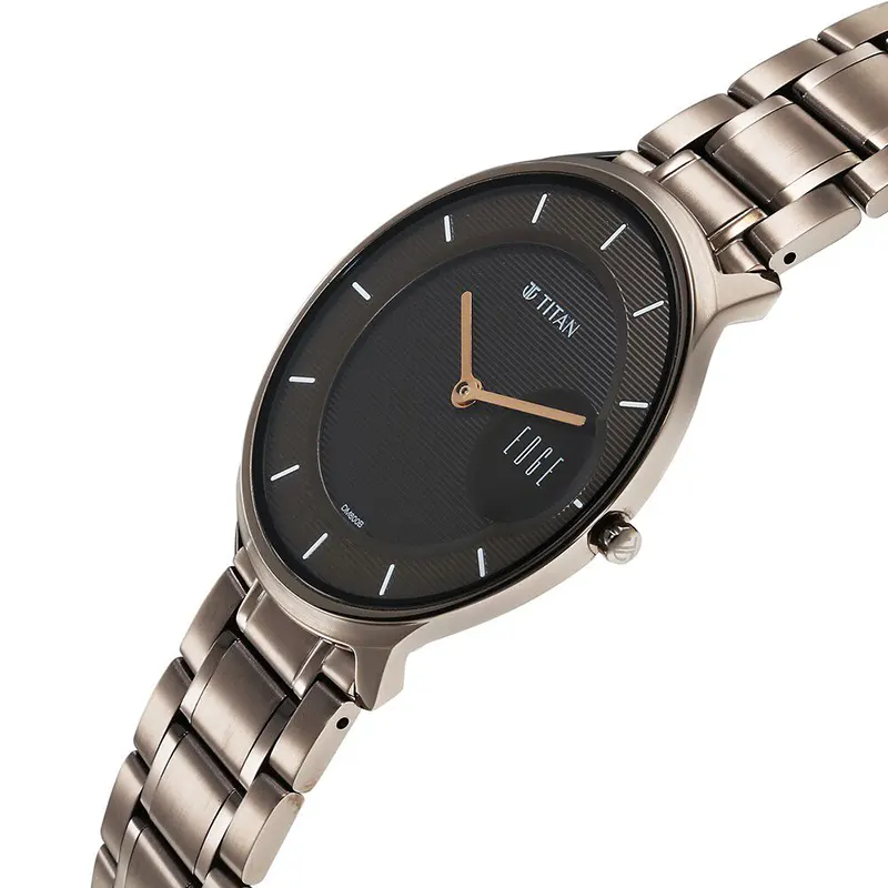 Titan Edge Slim Brown Dial Stainless Steel Men’s Watch | 1843QM02