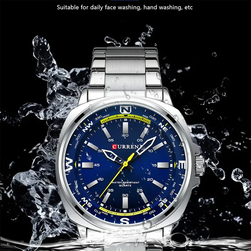 Curren Luxury Blue Dial Silver-tone Men’s Watch | 8455