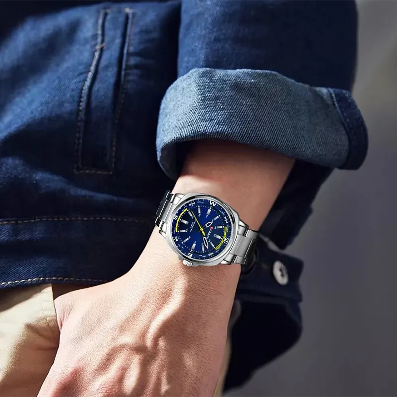 Curren Luxury Blue Dial Silver-tone Men’s Watch | 8455
