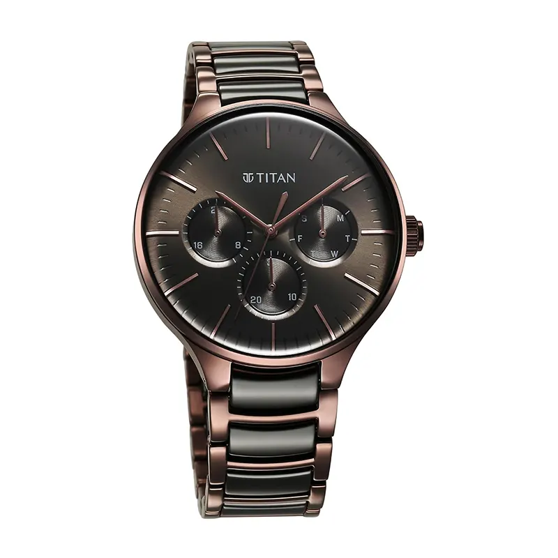 Titan Ceramic Fusion Multifunction Black Dial Men’s Watch | 90148KD05