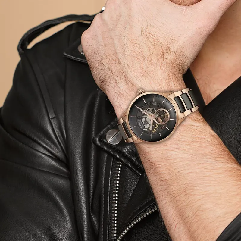 Titan Ceramic Fusion Automatic Black Skeletal Dial Men's Watch | 90174KD03