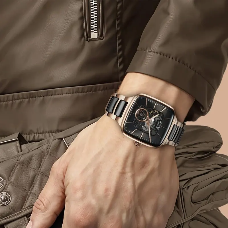 Titan Ceramic Fusion Skeleton Black Dial Automatic Men's Watch | 90175KD03