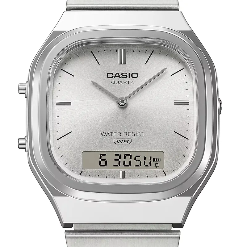 Casio Vintage Retro-Modern Dual Time Silver Dial Watch | AQ-240E-7A