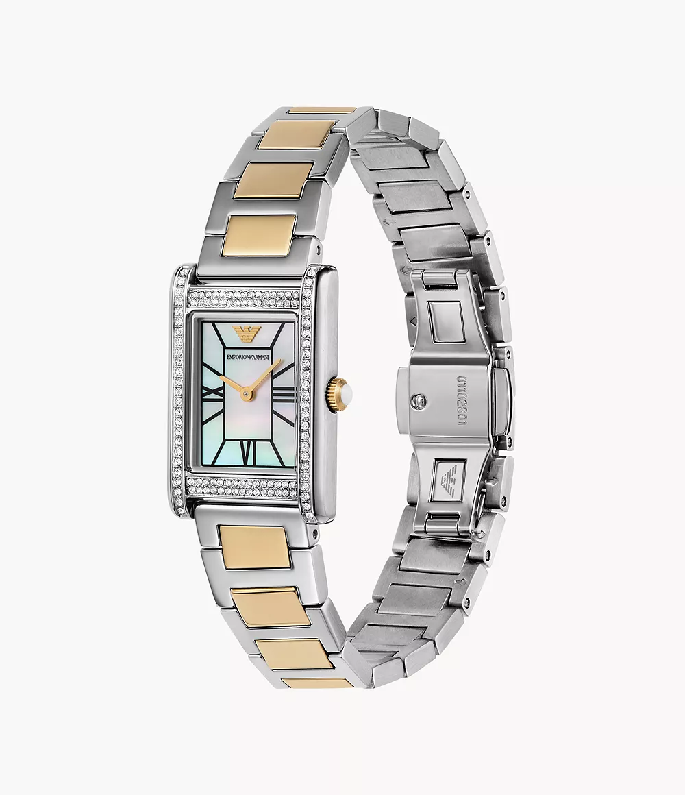 Emporio Armani Genni Mother Of Pearl Two-tone Ladies Watch | AR11642
