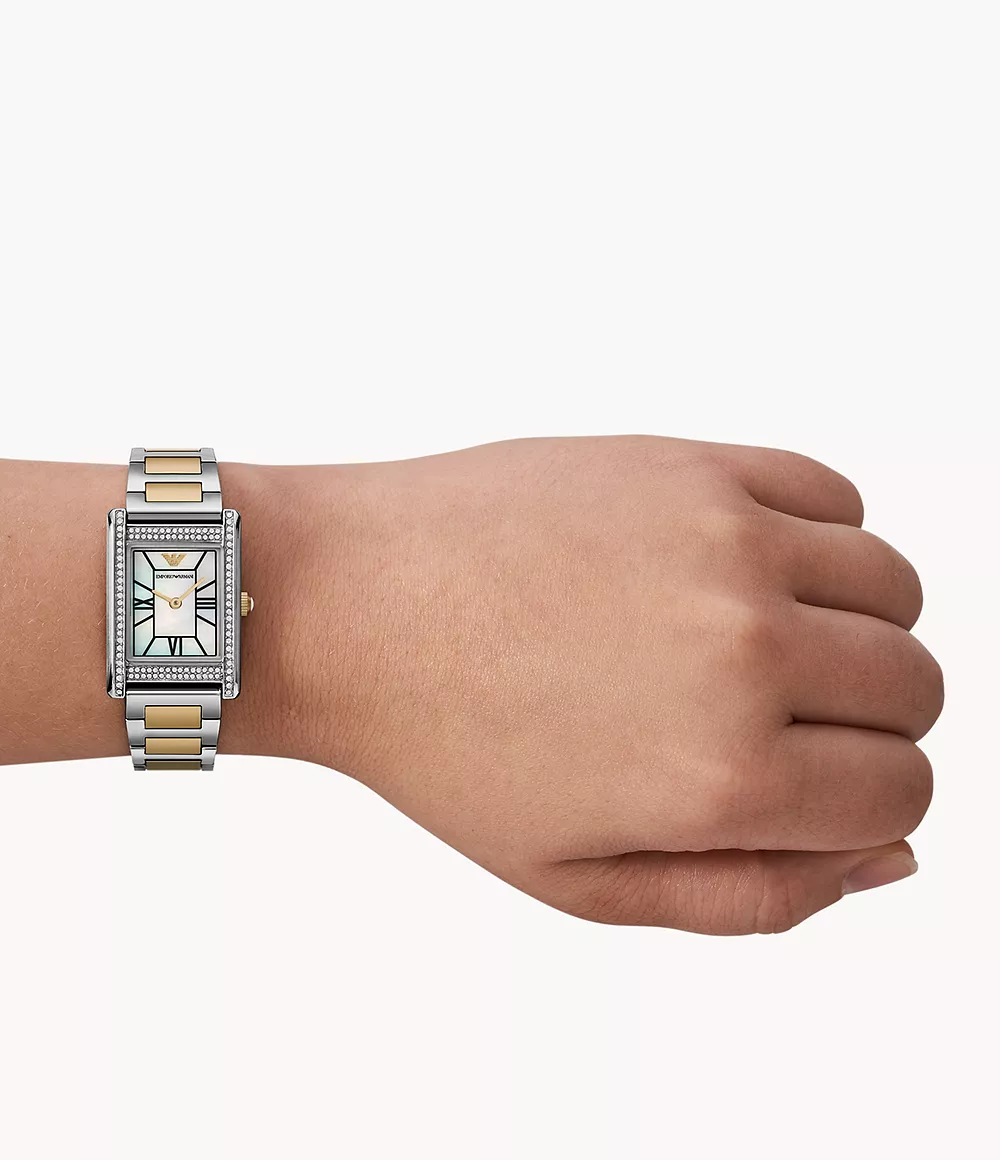 Emporio Armani Genni Mother Of Pearl Two-tone Ladies Watch | AR11642