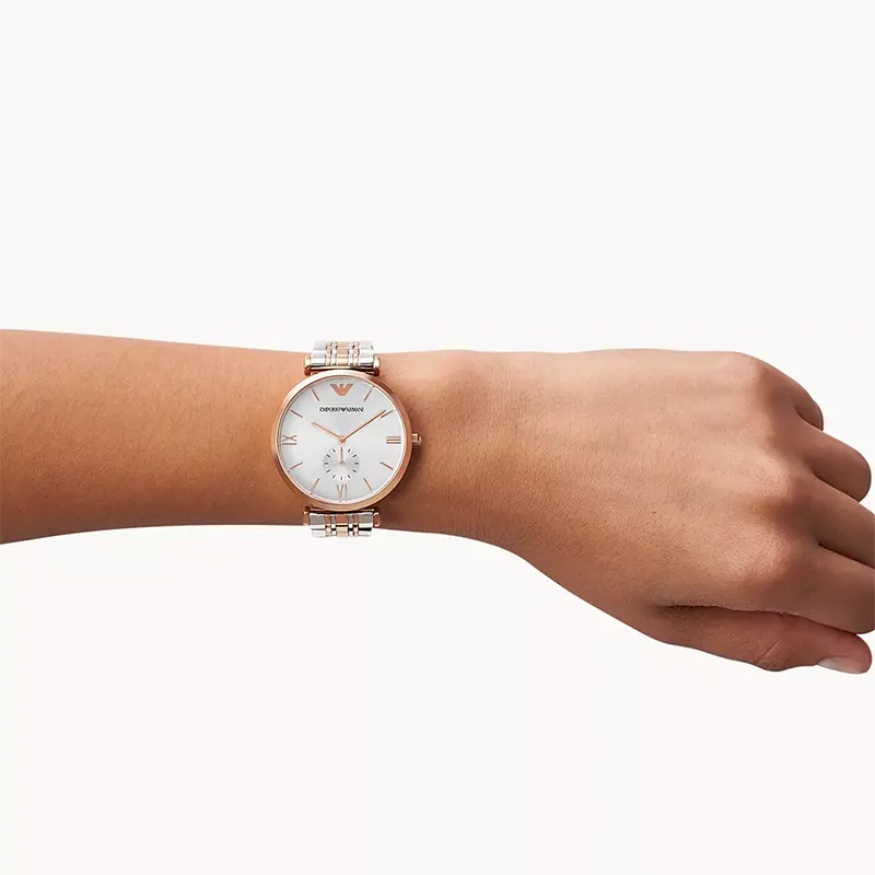 Emporio Armani Classic Silver Dial Two-Tone Men's Watch | AR1677