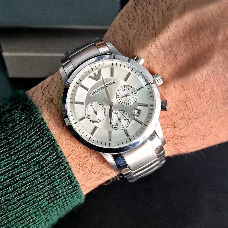 Emporio Armani Renato Chronograph Silver Dial Men's Watch | AR2458