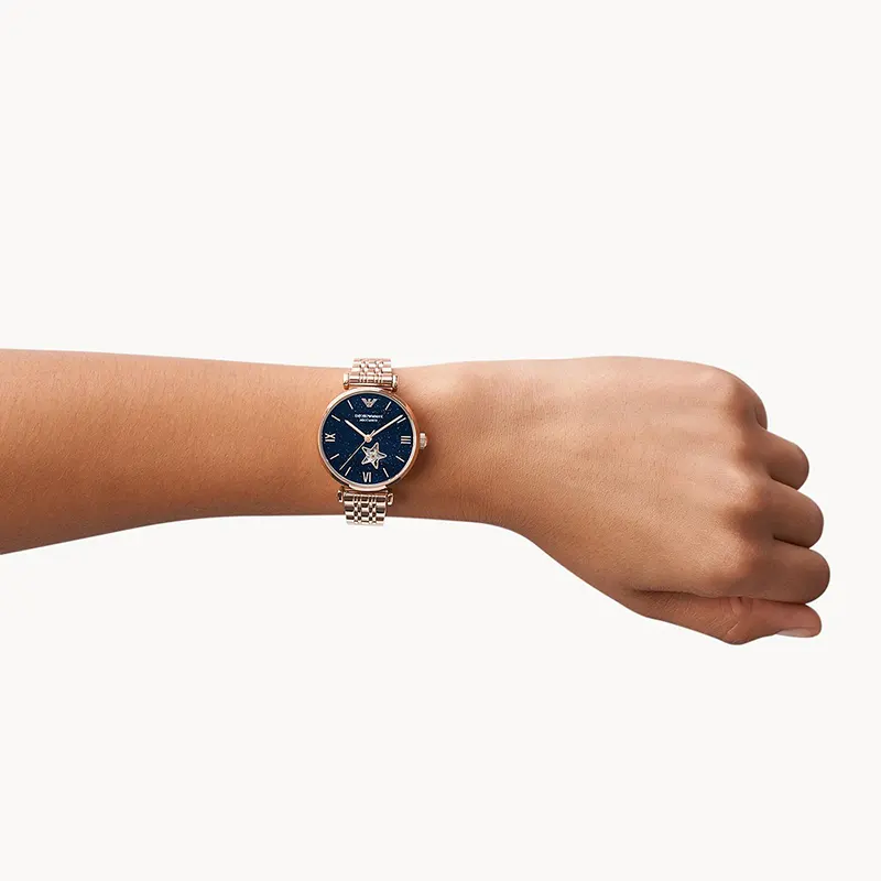 Emporio Armani Automatic Crystal Blue Dial Ladies Watch | AR60043