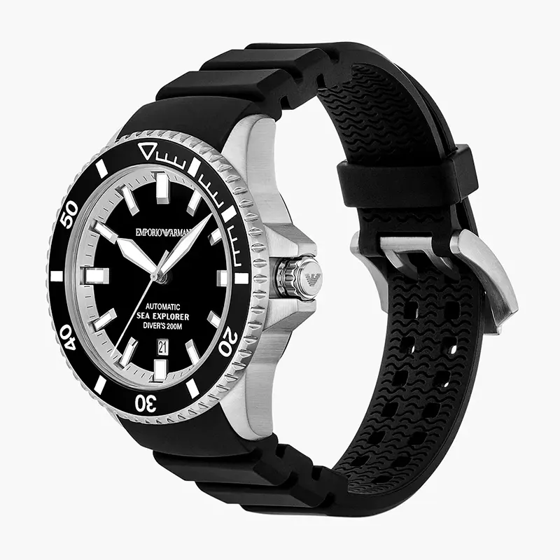 Emporio Armani Sea Explorer Automatic Black Silicone Men's Watch | AR60086