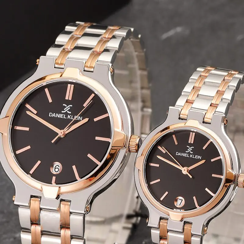 Daniel Klein Black Dial Two-tone Couple Set | DK.1.13908-5