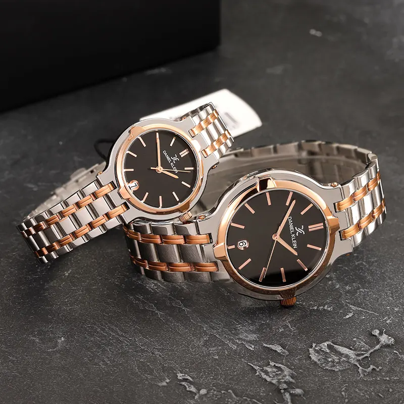 Daniel Klein Black Dial Two-tone Couple Set | DK.1.13908-5