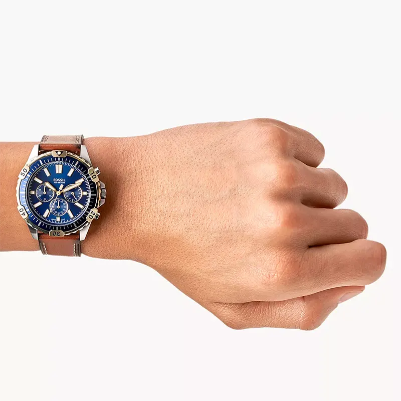 Fossil Garrett Chronograph Luggage Leather Men's Watch | FS5625