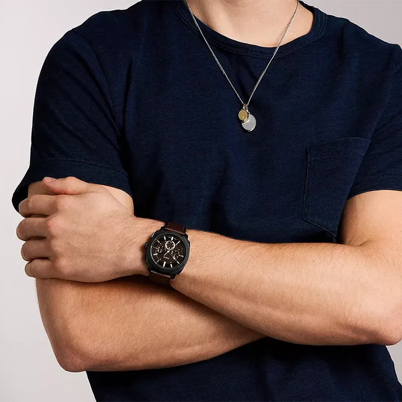 Fossil Machine Chronograph Brown Leather Men's Watch | FS6101