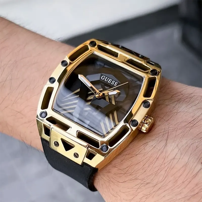 Guess Legend Black Dial Rubber Strap Men’s Watch | GW0500G1