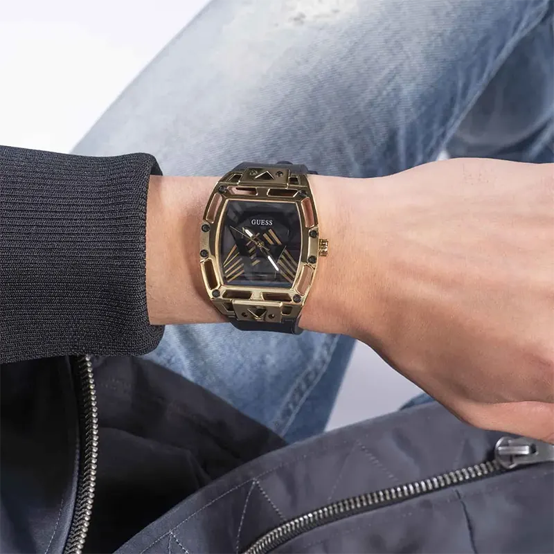 Guess Legend Black Dial Rubber Strap Men’s Watch | GW0500G1