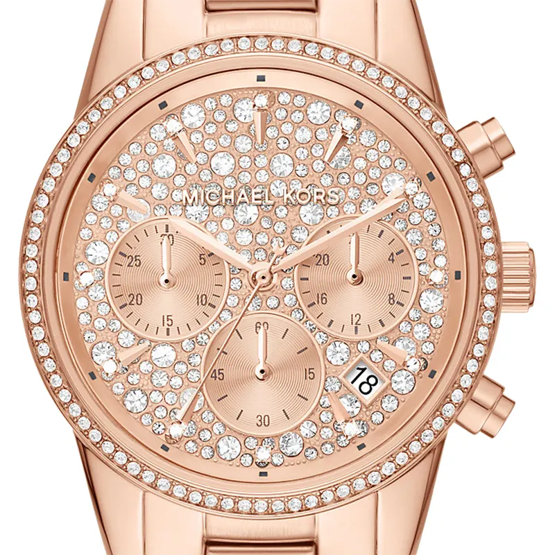 Michael Kors Ritz Chronograph Pavé Rose Dial Ladies Watch | MK7302