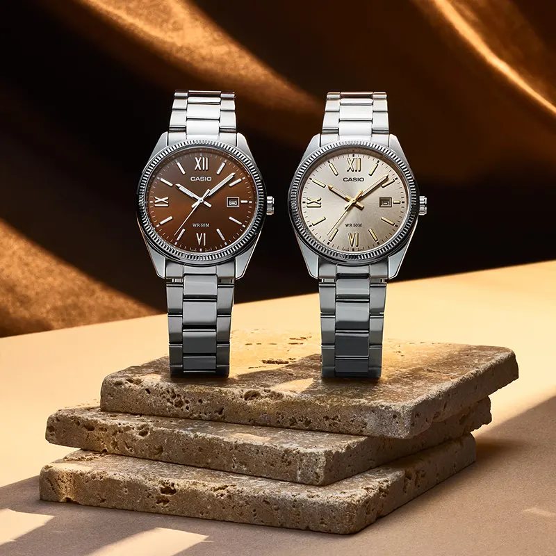 Casio Enticer Beige Dial Couple Watch | MTP-1302DD-9AV | LTP-1302DD-4A2V