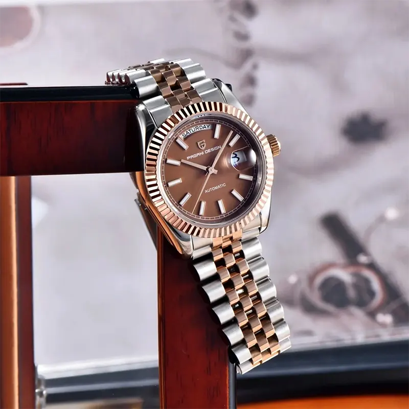 Pagani Design PD-1752 Day-Date Brown Dial Two-tone Men's Watch