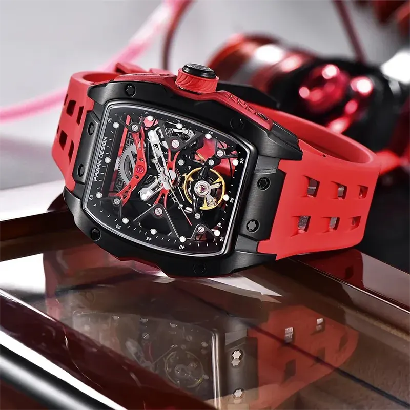 Pagani Design Skeleton Automatic Red Strap Men's Watch | PD-YS018