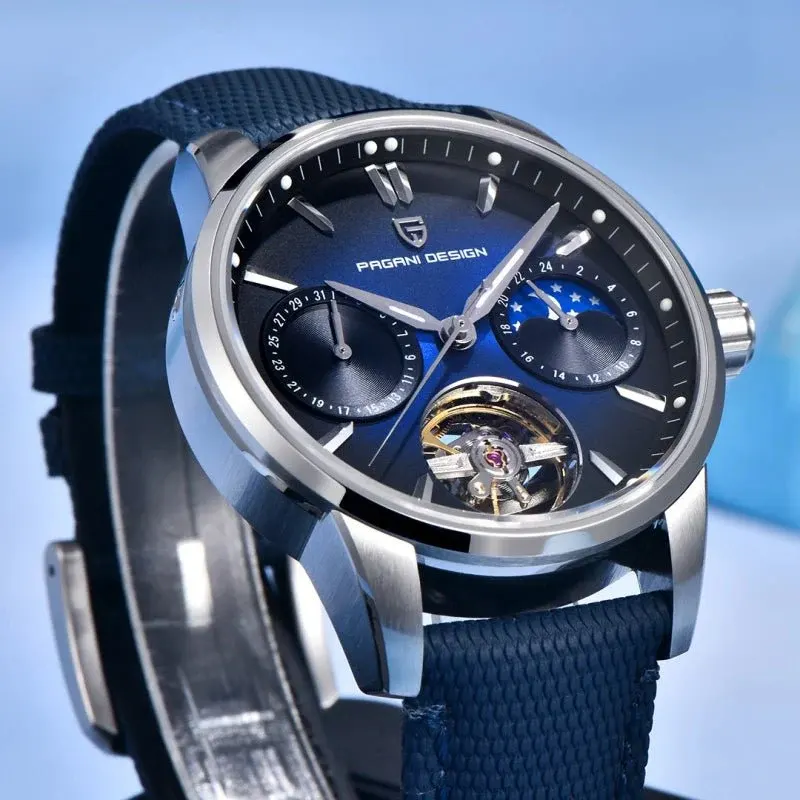 Pagani Design Tourbillon Moonphase Blue Dial Automatic Men's Watch | PD-YS021