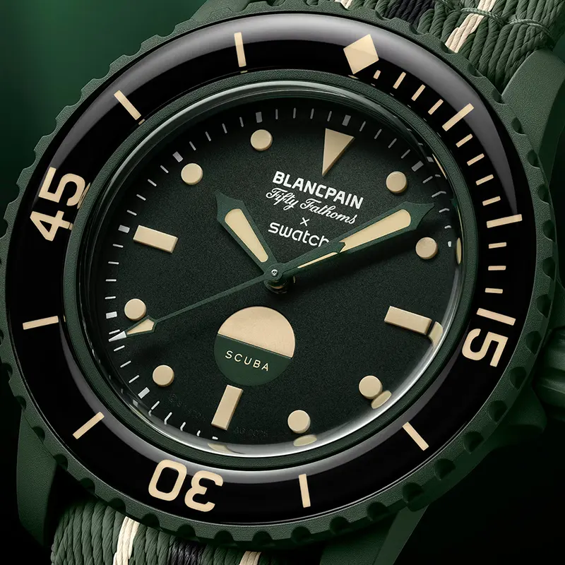 Blancpain X Swatch Fifty Fathoms Green Abyss Automatic Men's Watch | S035G100