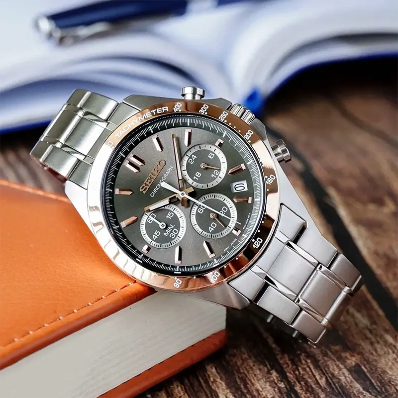 Seiko Spirit Chronograph Brown Sunburst Dial Men's Watch | SBTR026