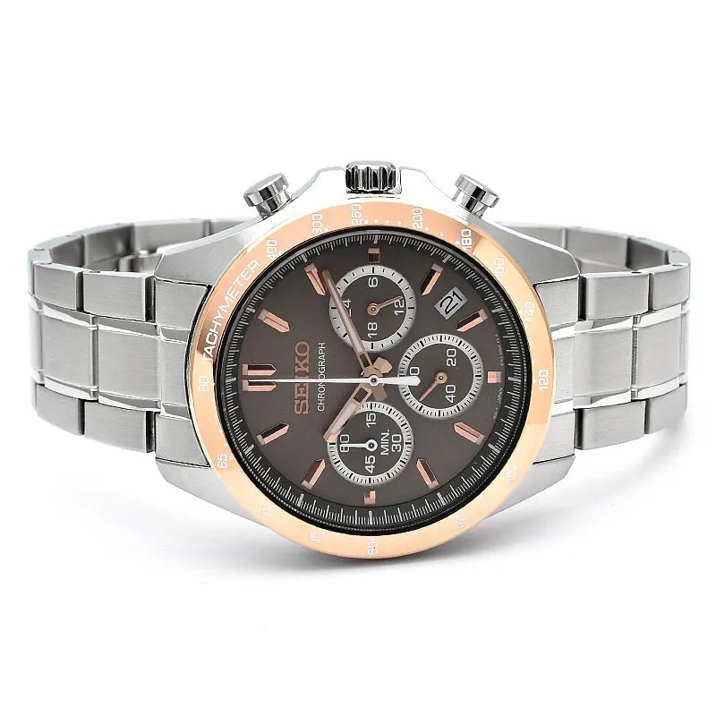 Seiko Spirit Chronograph Brown Sunburst Dial Men's Watch | SBTR026