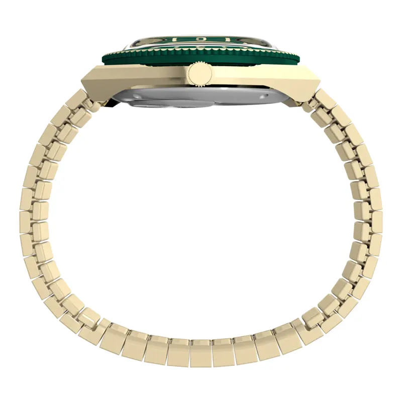 Q Timex® Green Dial Steel Expansion Band Ladies Watch | TW2V92200