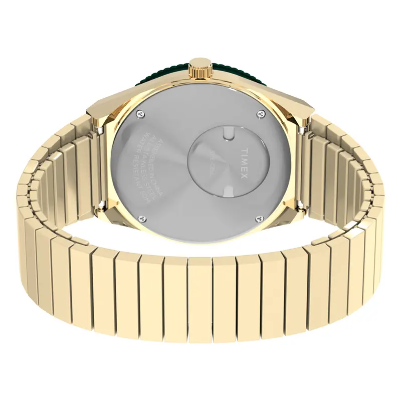 Q Timex® Green Dial Steel Expansion Band Ladies Watch | TW2V92200