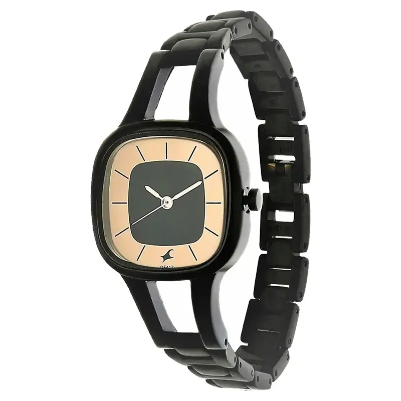 Fastrack 6147NM01 Grey Dial Black Metal Strap Ladies Watch