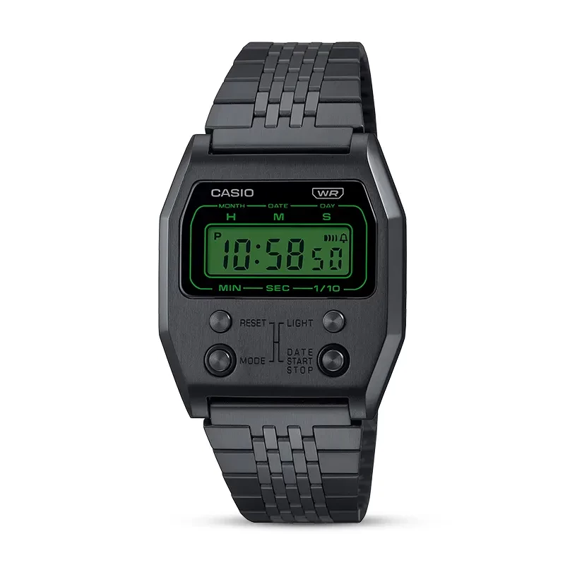 Casio Vintage A1100B-1DF Black Stainless Steel Watch