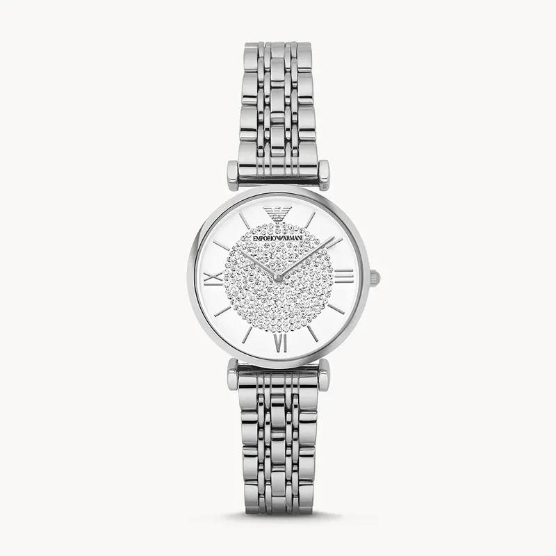 Emporio Armani White Crystal Pave Dial Ladies Watch | AR1925