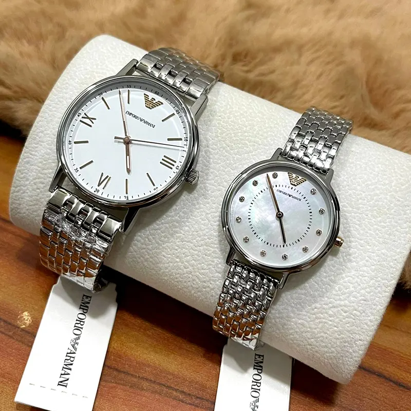 Emporio Armani Silver Dial Men and Ladies Watch Set | AR80014