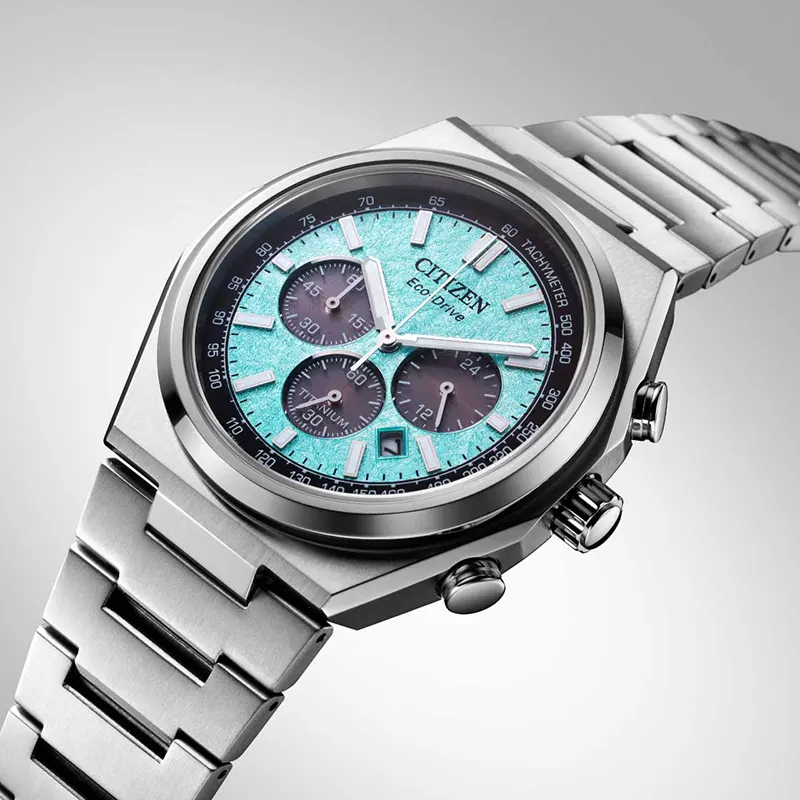 Citizen Zenshin Chrono Tiffany Blue Dial Super Titanium Men’s Watch | CA4610-85M