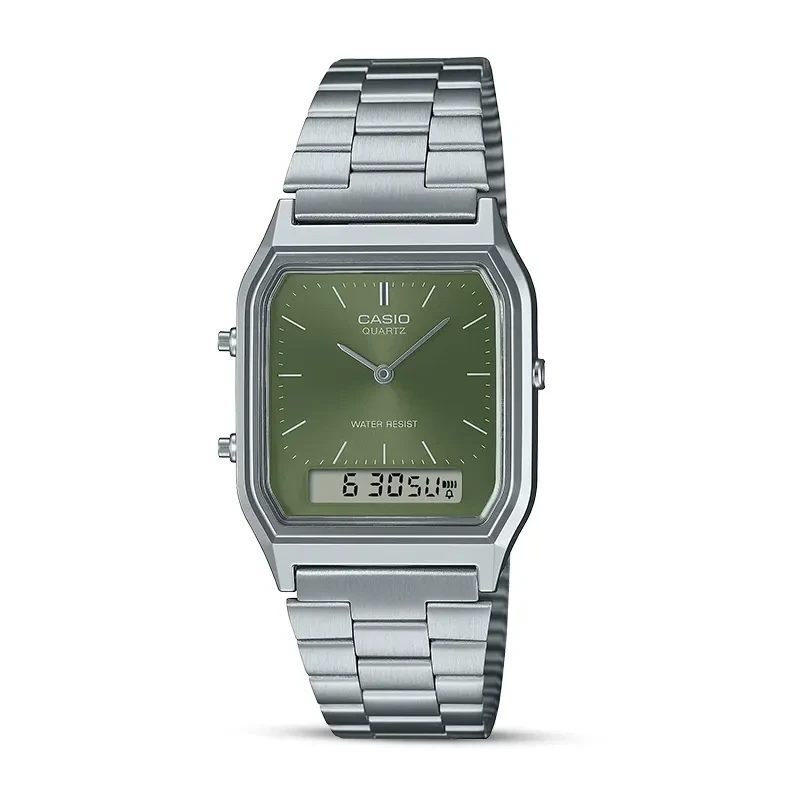 Casio Vintage AQ-230A-3AMQ Dual Time Green Dial Watch