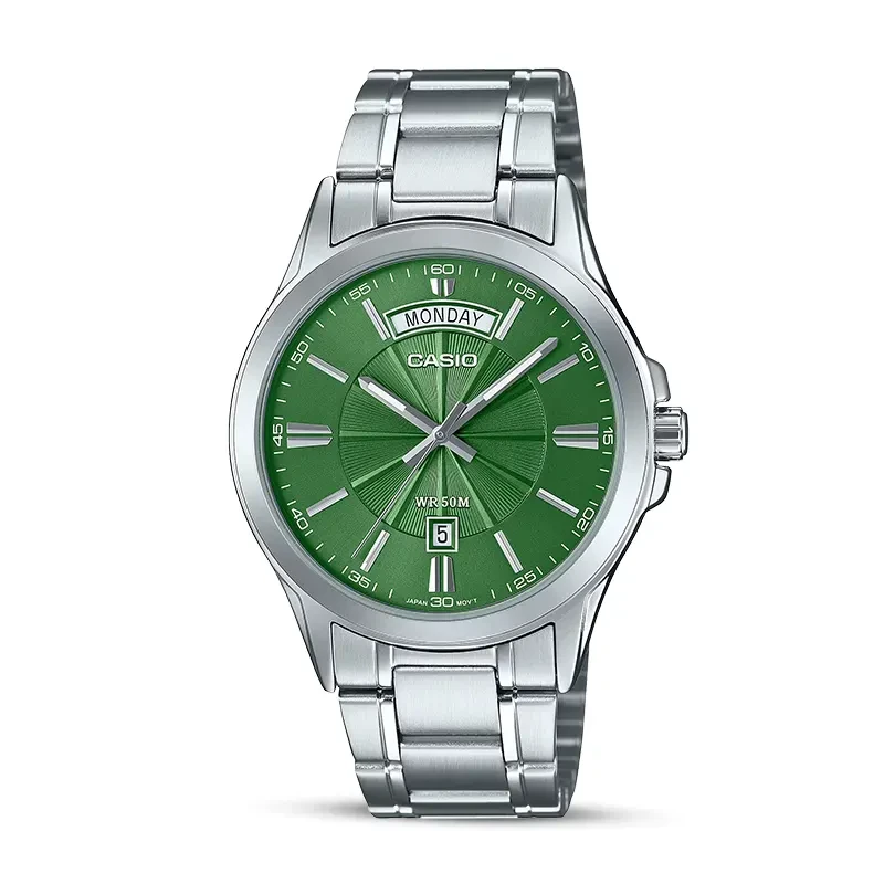 Casio Enticer MTP-1381D-3AV Day-Date Green Dial Men's Watch
