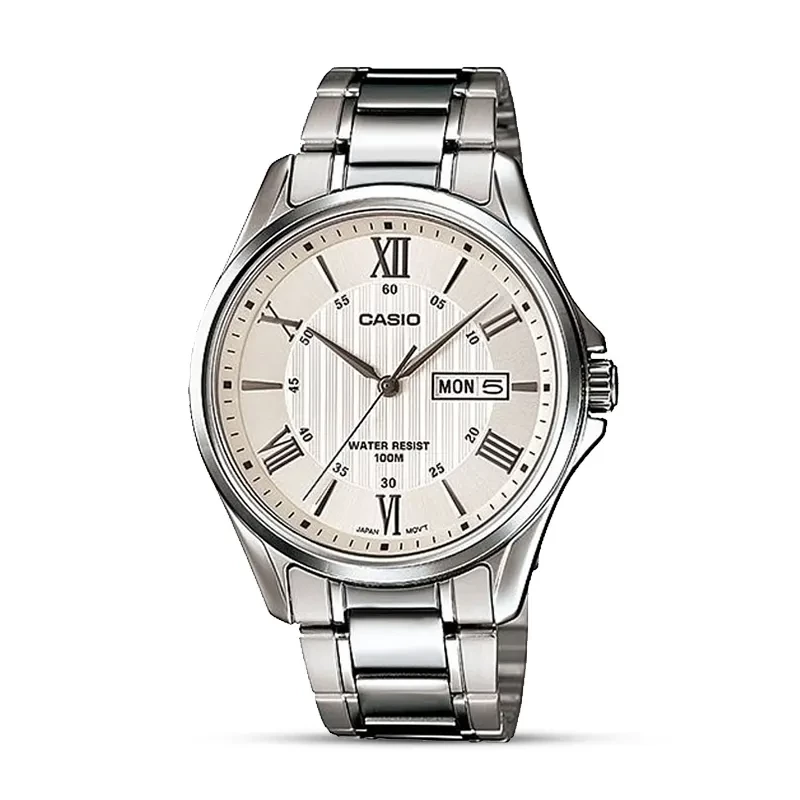 Casio MTP-1384D-7AVDF Date Day White Dial Men's Watch