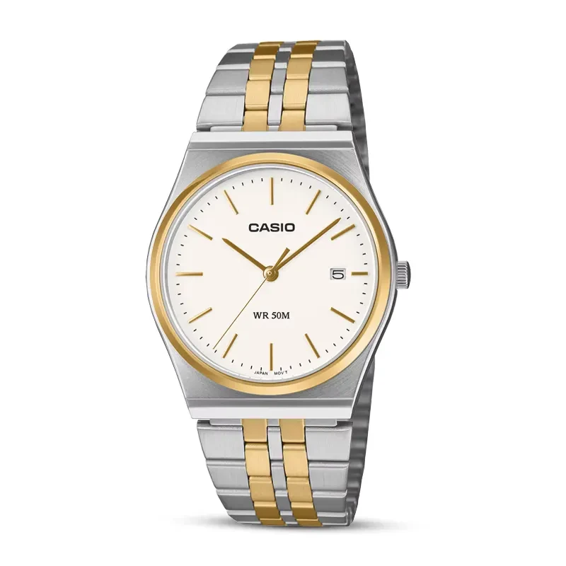 Casio Enticer White Dial Two-tone Men's Watch | MTP-B145SG-7AV
