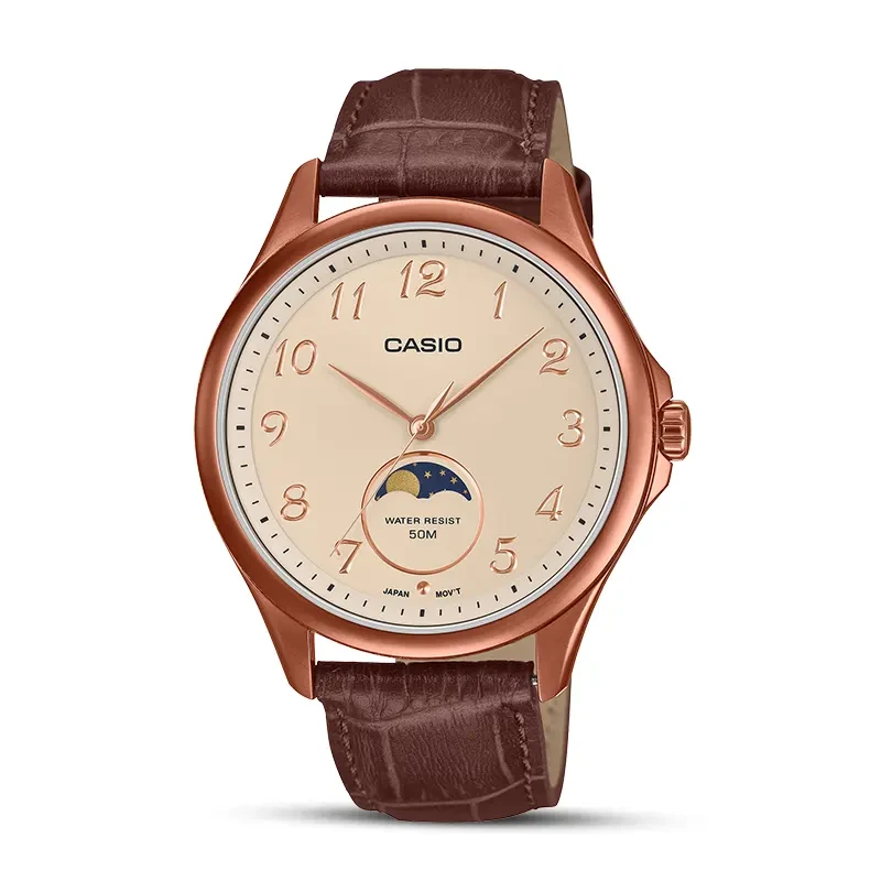 Casio Enticer Moon Phase Champagne Dial Men's Watch | MTP-M110RL-5AV