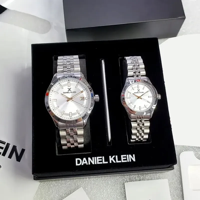 Daniel Klein Silver Dial Silver-tone Couple Set | DK.1.13405-1