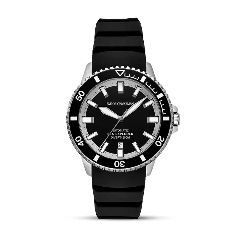 Emporio Armani Sea Explorer Automatic Black Silicone Men's Watch | AR60086