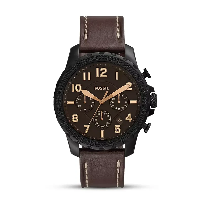 Fossil Bowman Chronograph Black Dial Leather Men’s Watch | FS5601