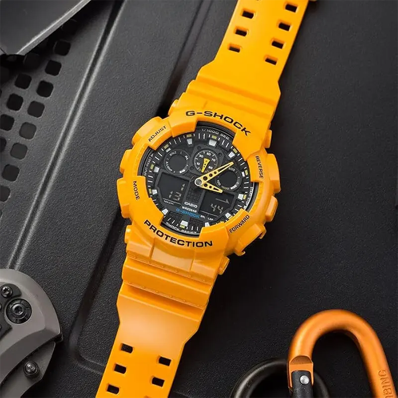 Casio G-Shock GA-100A-9A Dual-time Yellow Band Men's Watch