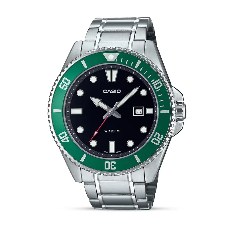 Casio MDV-107D-3AV Green Bezel Black Dial Men's Watch
