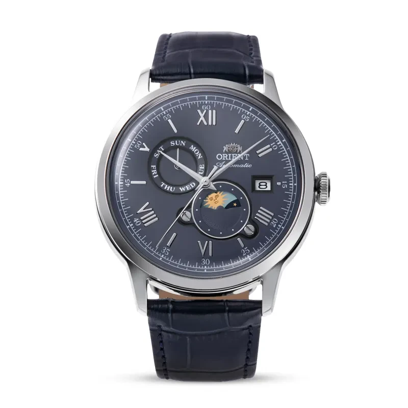 Orient Bambino Sun & Moon Navy Blue Dial Men's Watch | RA-AK0806L