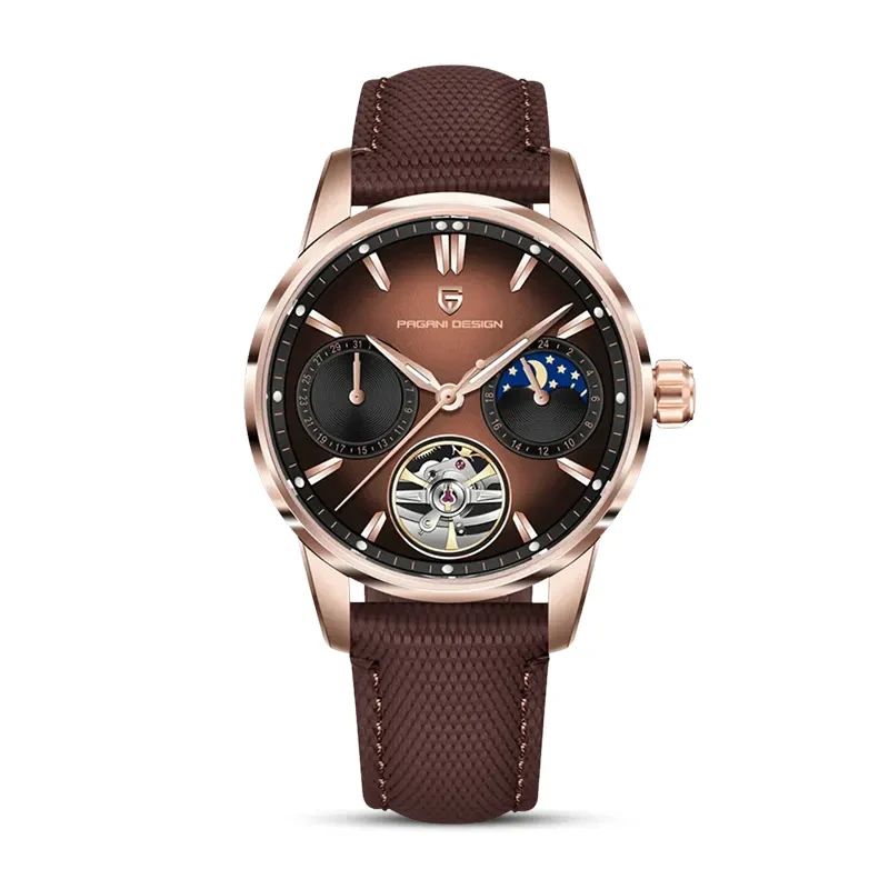 Pagani Design Tourbillon Moonphase Brown Dial Automatic Men's Watch | PD-YS021