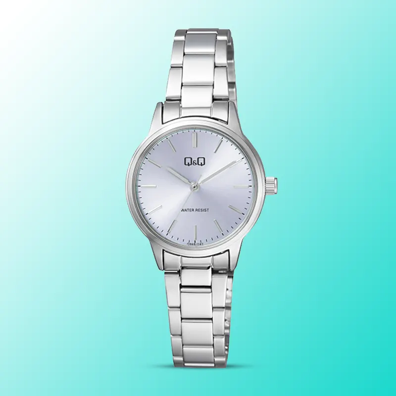 Q&Q Q893J212Y Light Blue Dial Silver-tone Ladies Watch