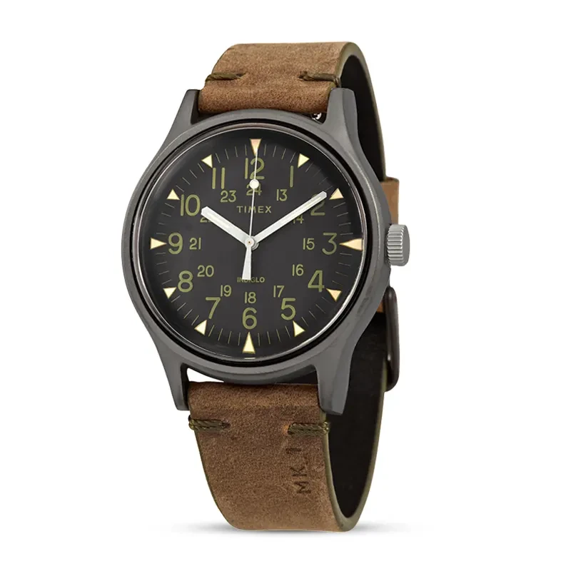 Timex MK1 Brown Leather Strap Black Dial Men's Watch | TW2R97000