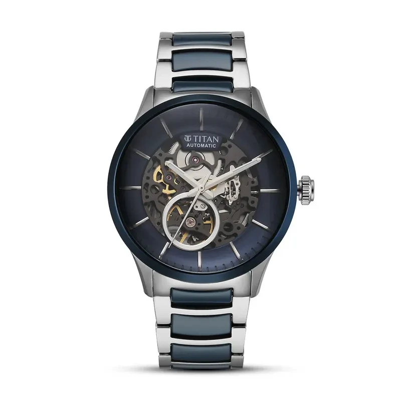 Titan Ceramic Fusion Automatic Blue Dial Men's Watch | 90174KD02